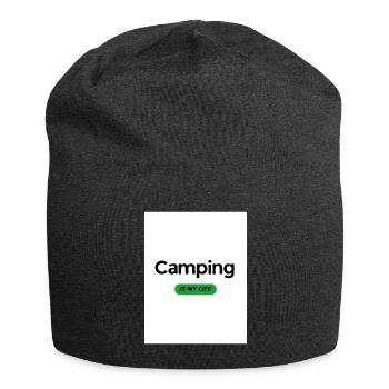 "Camping is my Life" - Jersey Beanie - charcoal grey - Front