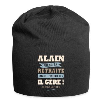 Alain humour retraite cadeau retraité - Bonnet en jersey - noir - Devant