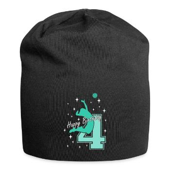 4. Geburtstag Volleyball Volleyballspielerin - Jersey-Beanie - Schwarz - Vorne