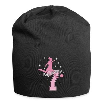 7. Geburtstag Fussball Fussballspielerin - Jersey-Beanie - Schwarz - Vorne