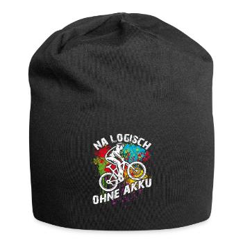 Logisch fahre ich Fahrrad ohne Akku und ohne Motor - Jersey-Beanie - Schwarz - Vorne