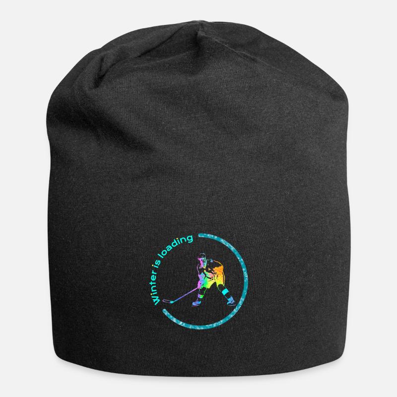 Winter lädt vorhandenes Winter-Eishockey ein - Jersey-Beanie - Schwarz