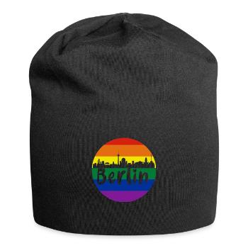 Berlin,skyline,bunt,scherenschnitt,Kreis,logo,LGBT - Jersey-Beanie - Schwarz - Vorne