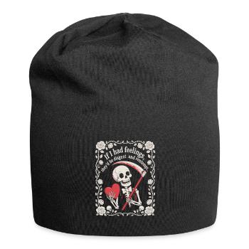 Halloween drôle squelette si j’avais des sentiments - Bonnet en jersey - noir - Devant