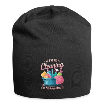 Funny Cleaning Or Thinking About It - Jersey Beanie - black - Front