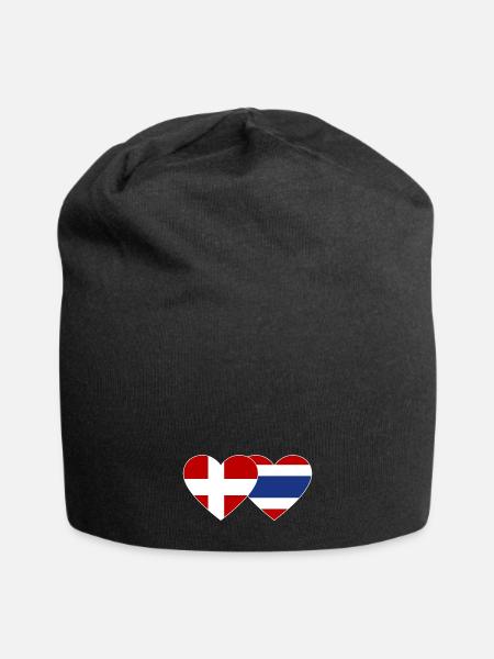 Dänemark Thailand Flagge Herz - Jersey-Beanie - sort