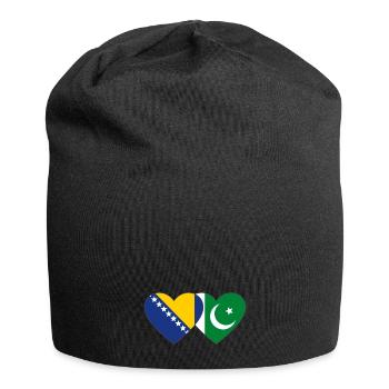 Bosnia Pakistan Flag Heart - Jersey Beanie - black - Front