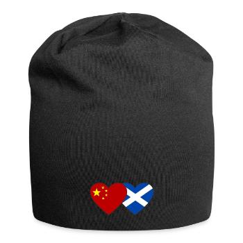 Scotland China Flag Heart - Jersey Beanie - black - Front