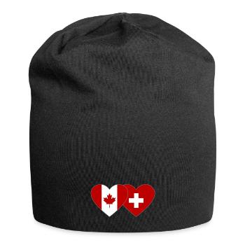 Canada Suisse Drapeau Coeur - Bonnet en jersey - noir - Devant