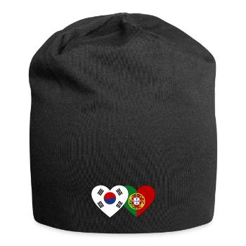 South Korea Portugal Flag Heart - Jersey Beanie - black - Front