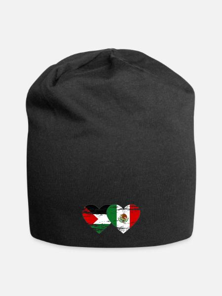 Palestine Mexique drapeau coeur - Bonnet en jersey - noir