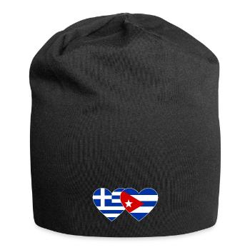 Griechenland Kuba Flagge Herz - Jersey-Beanie - Schwarz - Vorne
