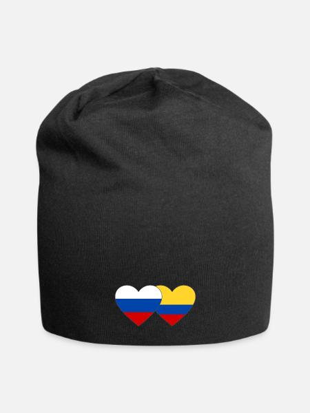 Russie Colombie Drapeau Coeur - Bonnet en jersey - noir