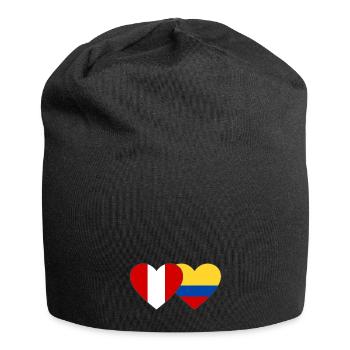 Peru Colombia Flag Heart - Jersey Beanie - black - Front