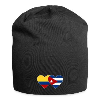 Kolumbien Kuba Flagge Herz - Jersey-Beanie - Schwarz - Vorne