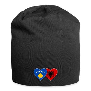 Kosovo Albanien Flagge Herz - Jersey-Beanie - Schwarz - Vorne