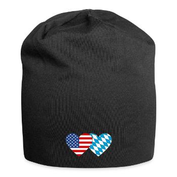 Amerika Bayern Flagge Herz - Jersey-Beanie - Schwarz - Vorne