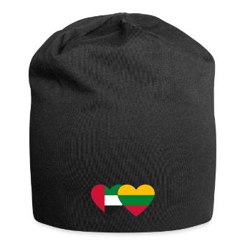 Vereinigte Arabische Emirate Litauen Flagge Herz - Jersey-Beanie - Schwarz - Vorne