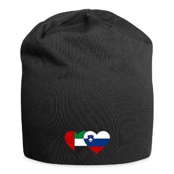 United Arab Emirates Slovenia Flag Heart - Jersey Beanie - black - Front