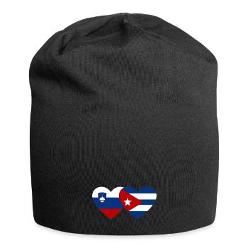 Slowenien Kuba Flagge Herz - Jersey-Beanie - Schwarz - Vorne