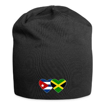 Kuba Jamaika Flagge Herz - Jersey-Beanie - Schwarz - Vorne