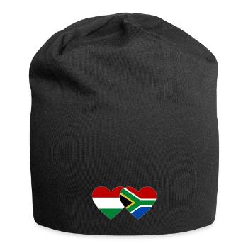 Hongrie Afrique du Sud Drapeau Mains Coeur Forme - Bonnet en jersey - noir - Devant