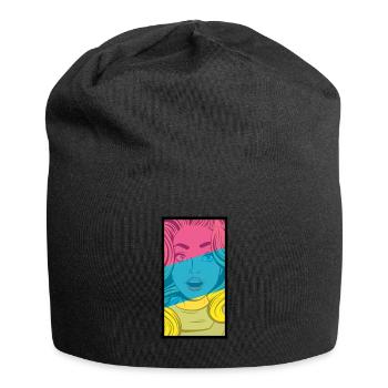 Comic style woman colorful - Jersey Beanie - black - Front