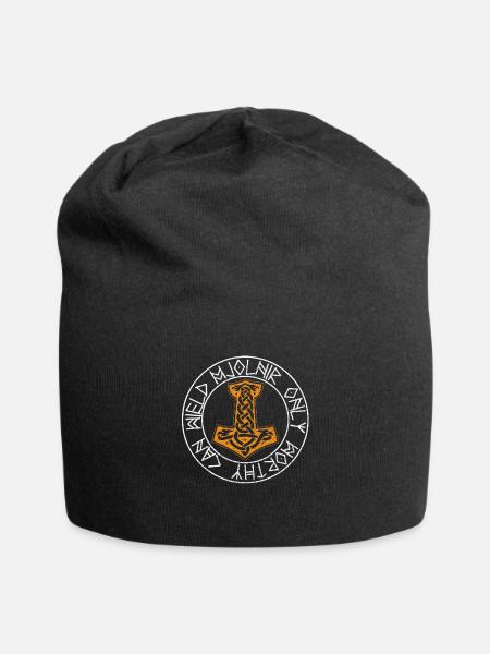 Mjolnir Hammer Thor - Jersey Beanie - black