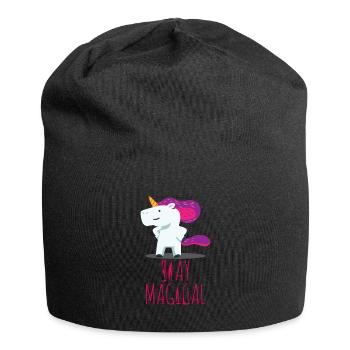 Einhorn Unicorn Fantasie - Jersey-Beanie - Schwarz - Vorne