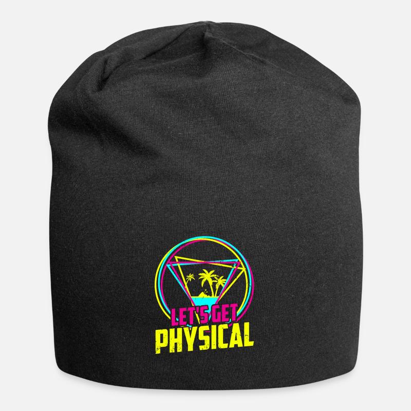Let's Get Physical Vintage 80s Retro Workout - Jersey Beanie - black