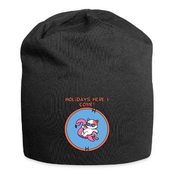 chat de vacances - Bonnet en jersey - noir - Devant