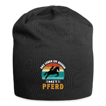 Das Leben ist besser mit Pferd - Jersey-Beanie - Schwarz - Vorne