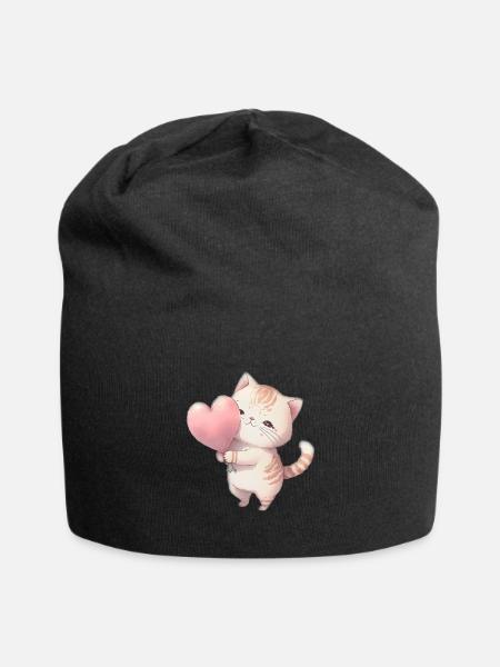 Mignon bébé chat maman enfants T-shirt - Bonnet en jersey - noir