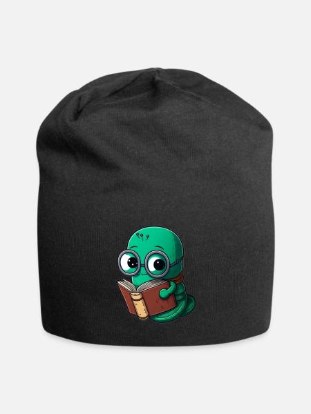 Bibliophile Bücherwurm Leseratte - Jersey-Beanie - Schwarz