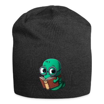 Bibliophile Bücherwurm Leseratte - Jersey-Beanie - Anthrazit - Vorne