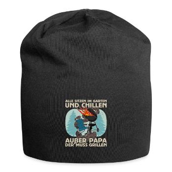 BBQ Grill Fleisch Grillen Barbecue Grillmeister - Jersey-Beanie - Schwarz - Vorne