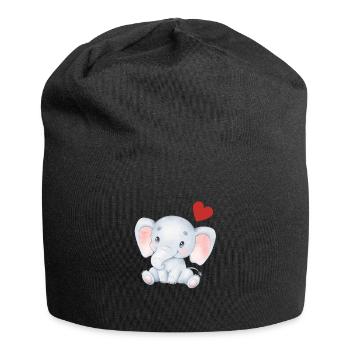 Éléphant Bébé Nourrisson Coeur Enfants T-shirt - Bonnet en jersey - noir - Devant