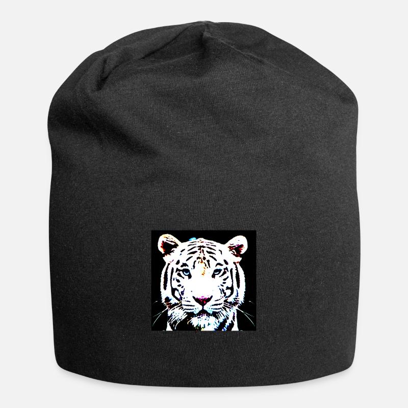 Weißer Tiger - Jersey-Beanie - Schwarz