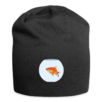 Poisson rouge - Bonnet en jersey - noir - Devant
