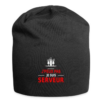 j'peux pas je suis serveur - Bonnet en jersey - noir - Devant