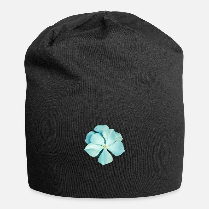 blue flower - Jersey Beanie - black