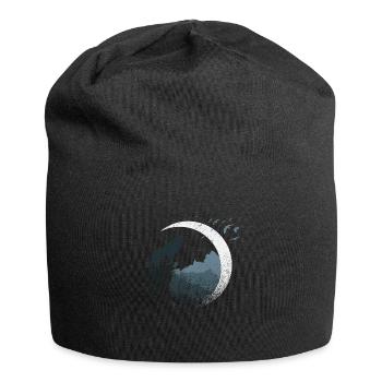 Le loup dans la pleine lune - Bonnet en jersey - noir - Devant