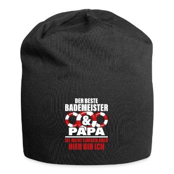 Der beste Badermeister und Papa ist nicht einfach - Jersey-Beanie - Schwarz - Vorne