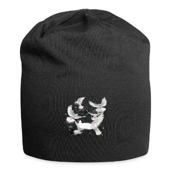 tauben,taube,vögel,vogelschwarm,weiss ,graffiti - Jersey-Beanie - Schwarz - Vorne