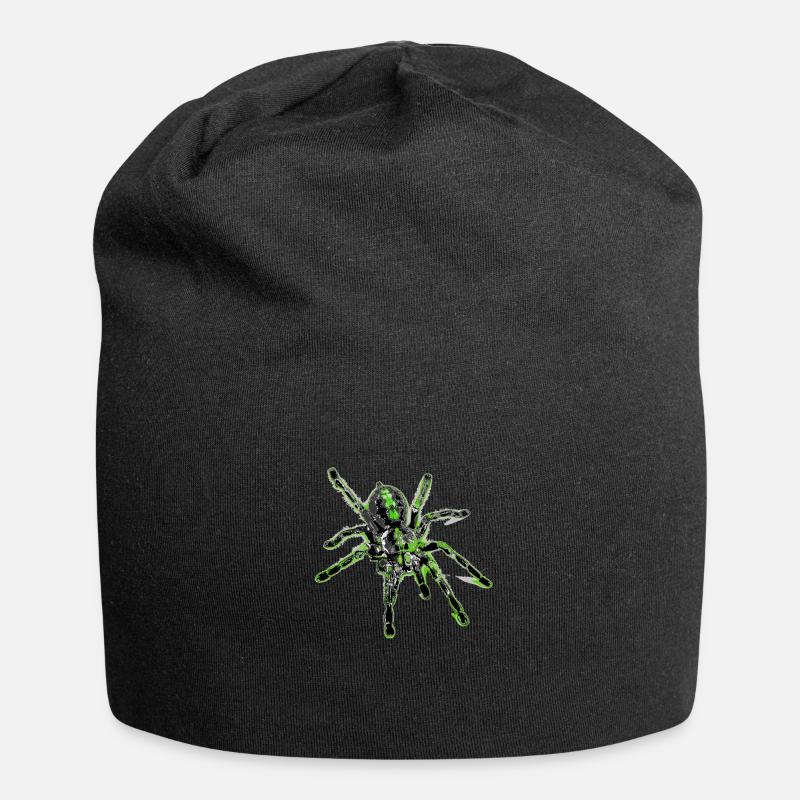Tiger spider green, spider - Jersey Beanie - black