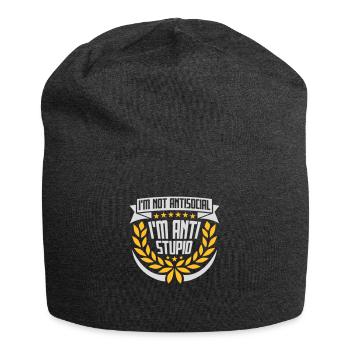 not antisocial anti stupid - Jersey Beanie - charcoal grey - Front