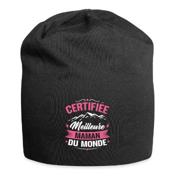 Certifiée meilleure maman du monde - Humour cadeau - Bonnet en jersey - noir - Devant