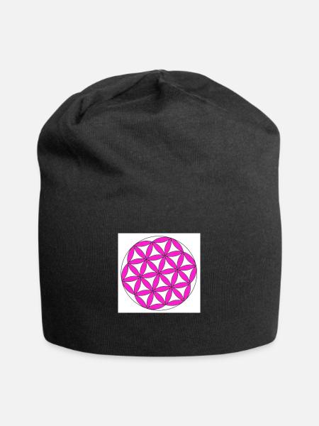 Blume des Lebens pink - Jersey-Beanie - Schwarz