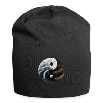 Ying Yang Motiv - Jersey-Beanie - Schwarz - Vorne