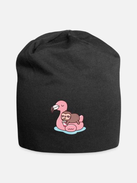 Chilling Flamingo Faultier Strand T-Shirt - Jersey-Beanie - Schwarz